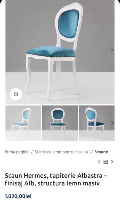 Scaune lemn masiv tapițate, model Hermes