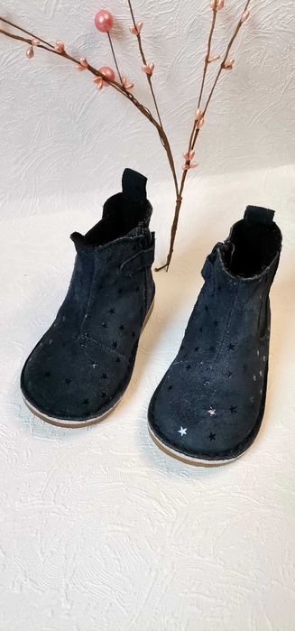 Ghete botine navy fete OBAÏBI măr 20 int 12,5cm piele cu steluțe