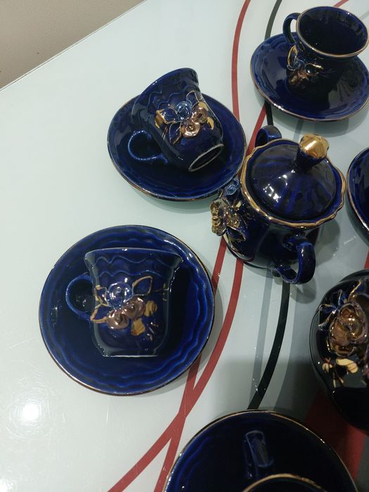 Vand set 6 persoane cafea cobalt albastru