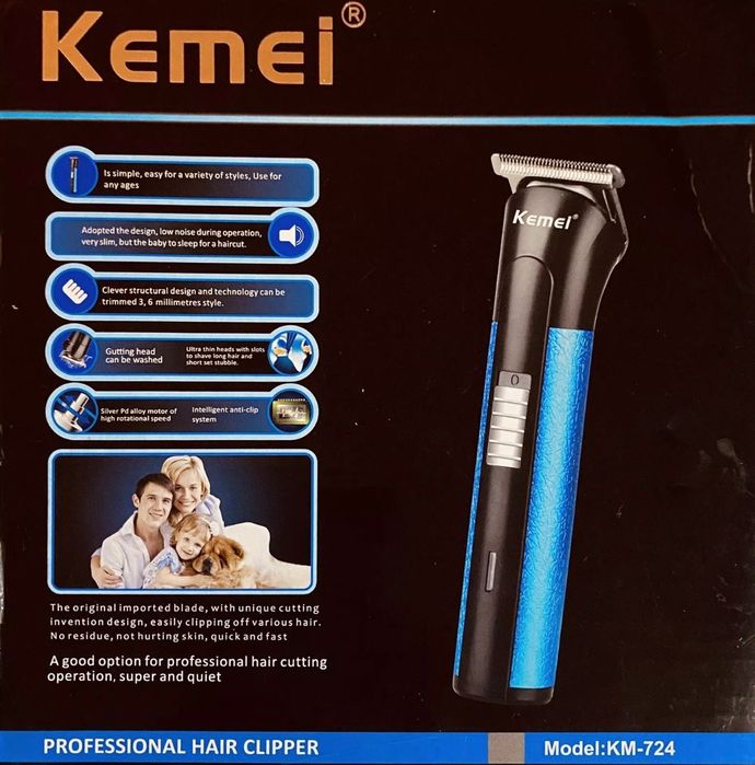 Професионална Машинка за Подстригване Тример за Брада Kemei KM-724
