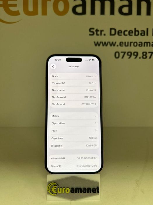 Telefon mobil Apple iPhone 15, 128GB, 90% bat. -D-