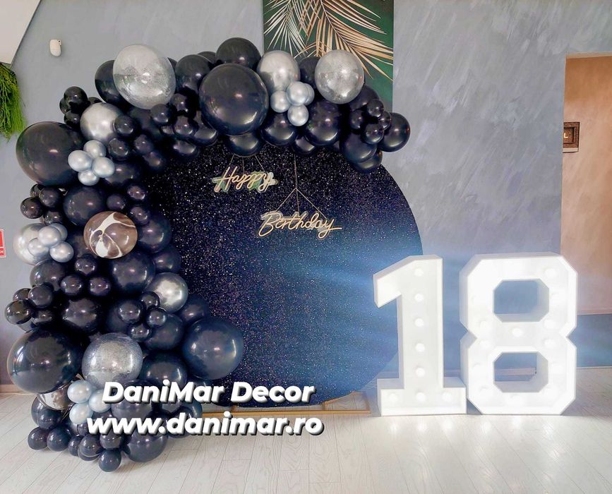 Decor majorat | decor aniversare 18 ani | panou foto cifre  | LED