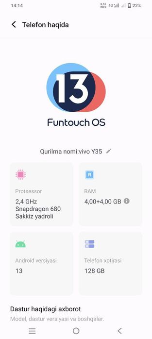 Vivo y 35 karobka dakement