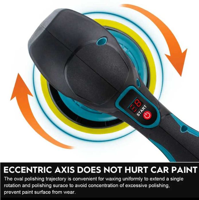 Безчеткова Акумулаторна Полирмашина GISAM   Ексцентрик с 2 Батерии