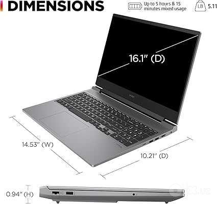 HP Omen 16.1"  2K 240Hz i7-14650HX DDR5 16GB SSD 512GB RTX 5060 8GB