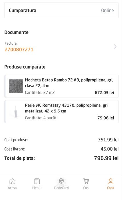 Mocheta noua cumparata de la Dedeman