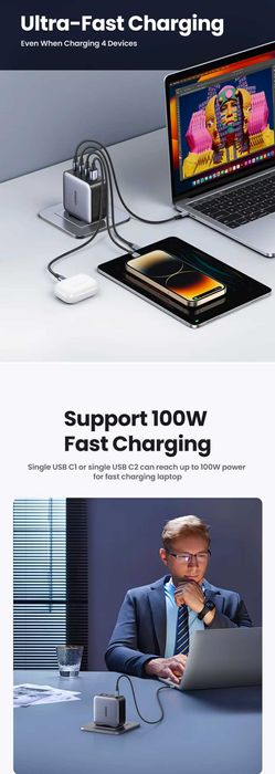 UGREEN Nexode S 100W GaN 3C+U Upgrade.V For Laptop/Macbook/Ultrabook