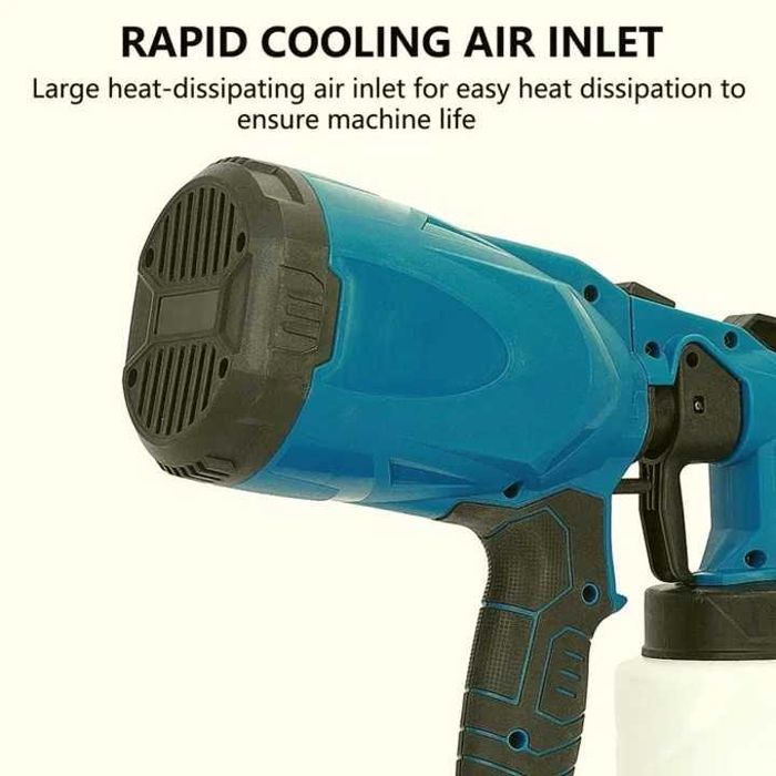 Нов акумулаторен пистолет за боядисване с 2 батерии на супер цена! Пести време и усилия, Месингова дюза, Голям 800 ml резервоар, 3 модела на пръскане