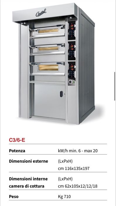 Cuptor Castelli Forni 3 camere – foccacia , pizza in tava  / pizza clasica  – stare excelentă