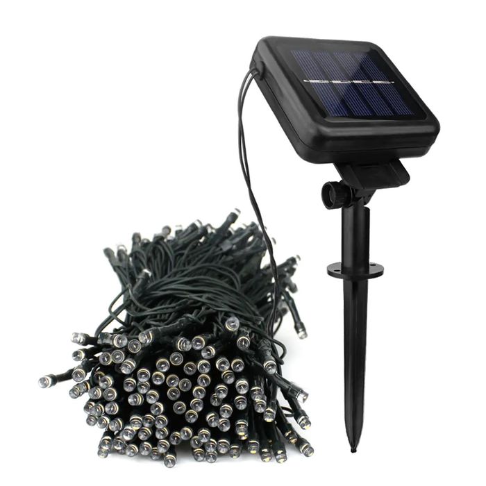 Solar Fairy Lights - 4.9m 100L White LED Solar Fairy lights on Green Cable