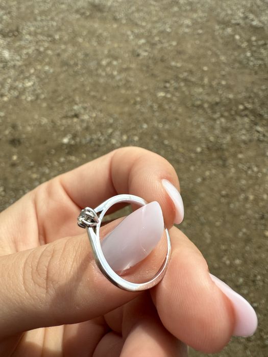 Inel de logodna aur alb 14 kt, diamant 0.10 ct, marime 53