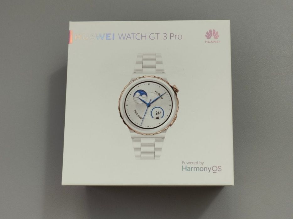 Huawei watch GT 3 Pro 43mm (FRG-B19) White Ceramic Strap Gold