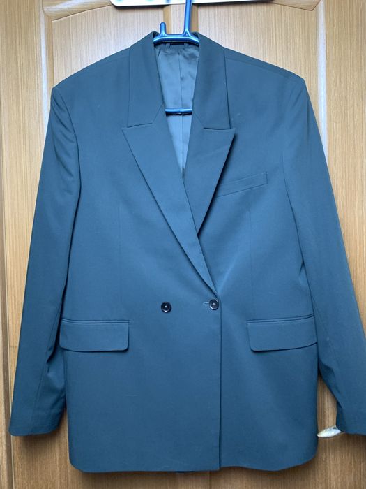 Пиджак двубортный зеленый