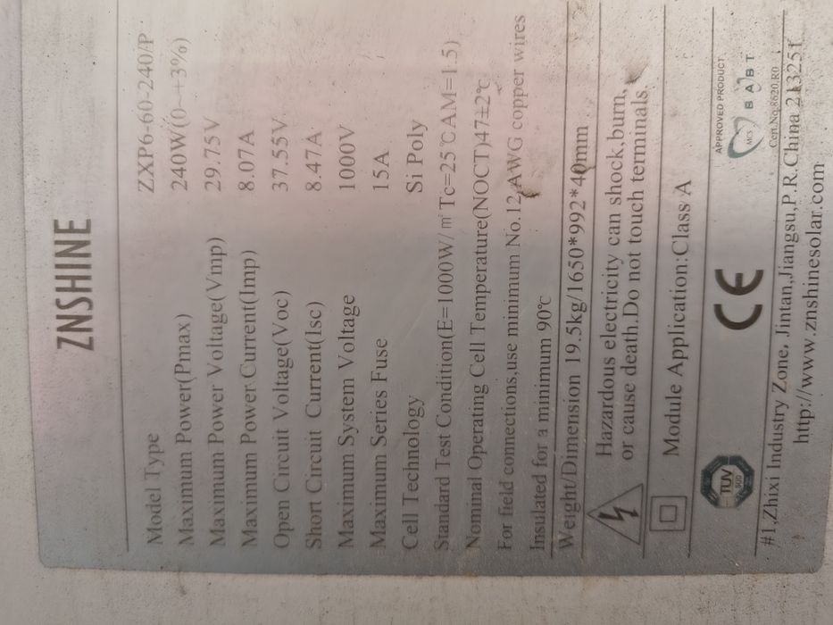 Panouri fotovoltaice 240W sh