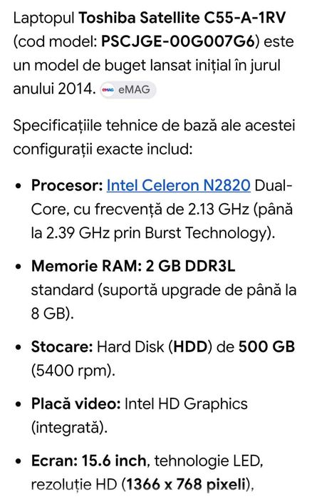 Laptop Toshiba pentru piese