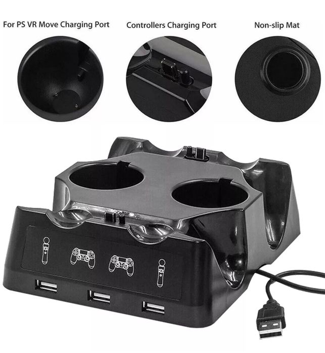 4на Док Зарядна Станция PlayStation 3 Ps4 пс4 PS VR  Move контролер