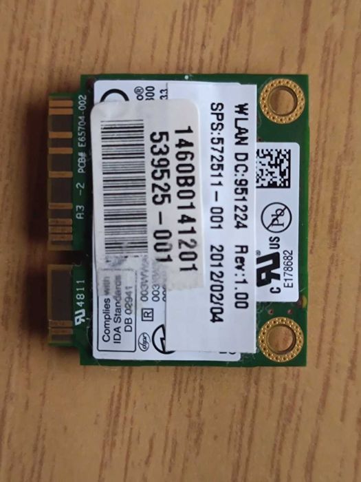 Wireless Laptop Model 633ANHMW Intel Ultimate-N 6300 a/b/g/n PCIe Half