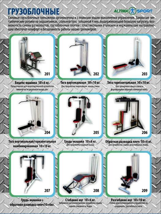 Тренажёры на зал 150 -200 кв.м. (Тренажоры от Алексея - ALTIMA )