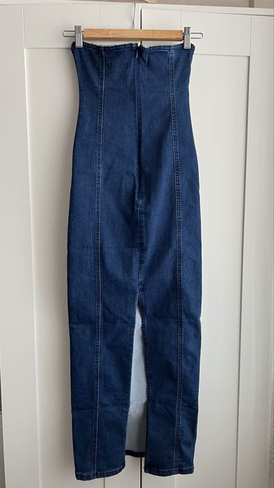 Дълга дънкова рокля Pull and Bear