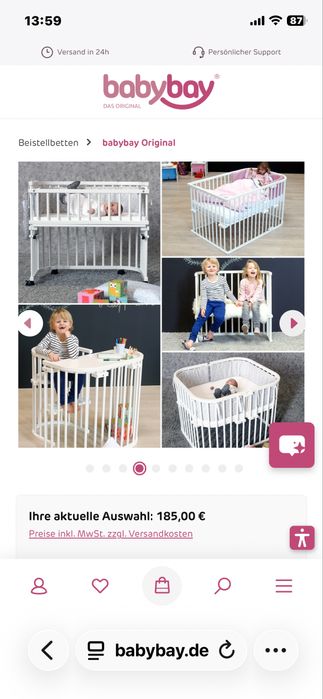 Бебешко странично трансформиращо се легло Babybay Original