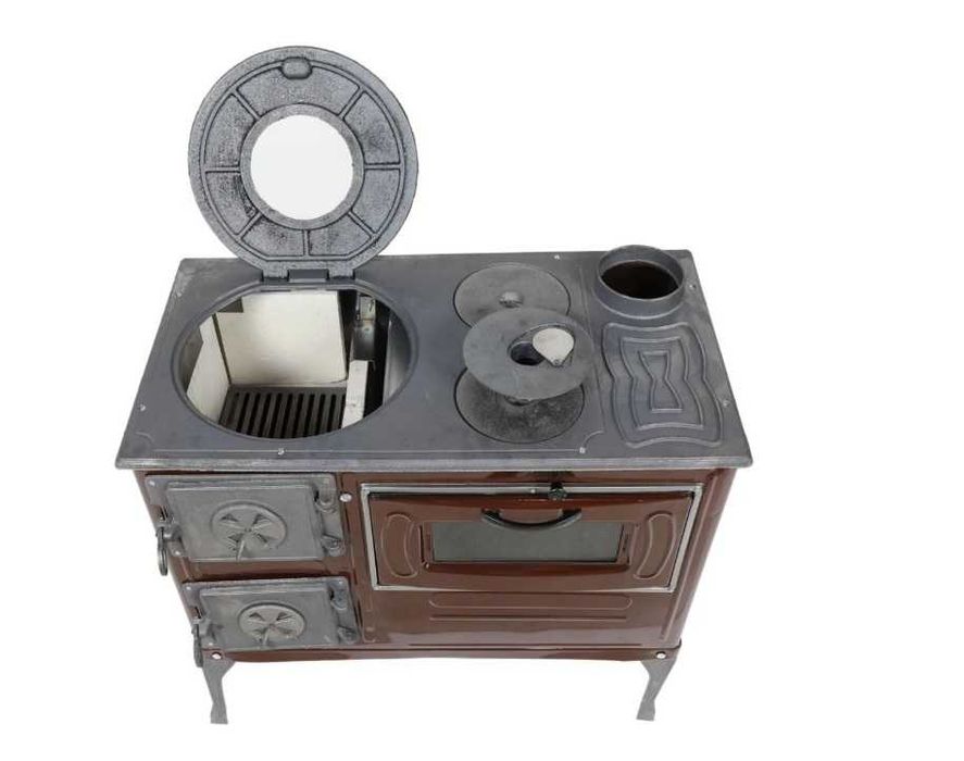 Soba Lemne Carbune Spor Plita FONTA Cuptor Ler Masina Gatit Incalzit Bucatarie Casa Cabana 6.7 kw 130mm Evacuare DREAPTA / STANGA LIVRAREA GRATUITA SB