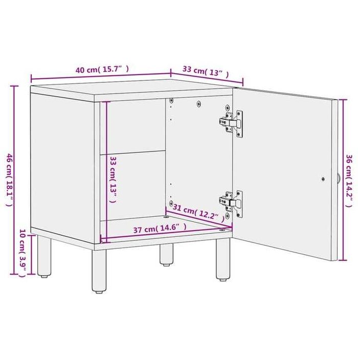 Set Noptiere vidaXL 2 buc negru 40x33x46 cm lemn masiv mango The Home IKEA KIKA Mobexpert Jysk Interior Design House Wood Noi