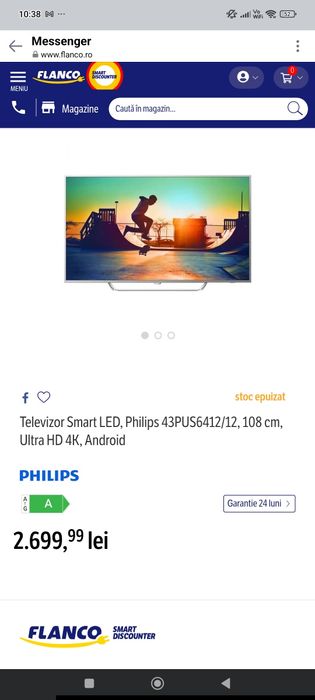 Televizor Smart LED 4K, Philips 43PUS6412