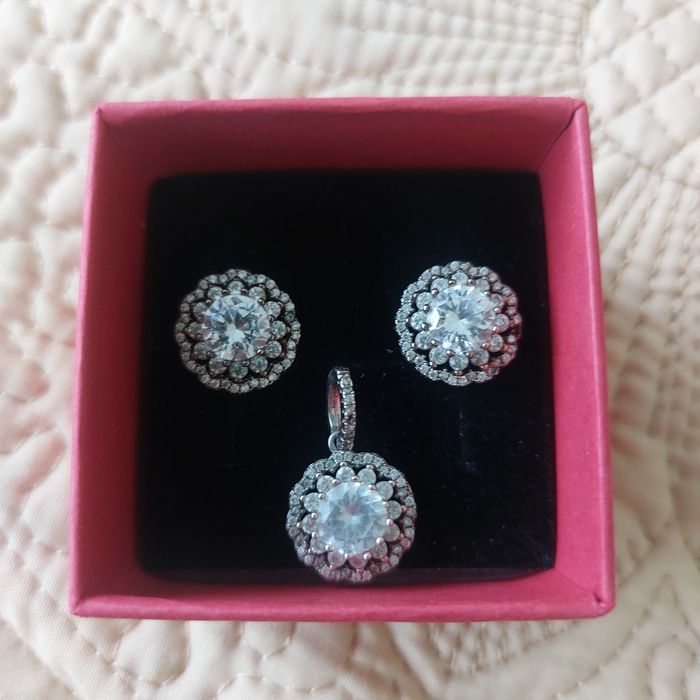 Set colier și cercei argint cu zirconiu