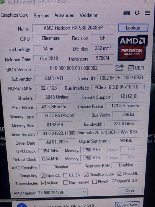 видеокарта rx580 8gb