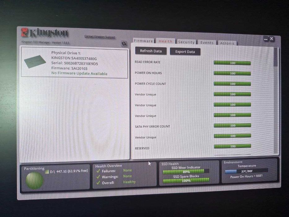 SSD диск от Kingston на 480 gb