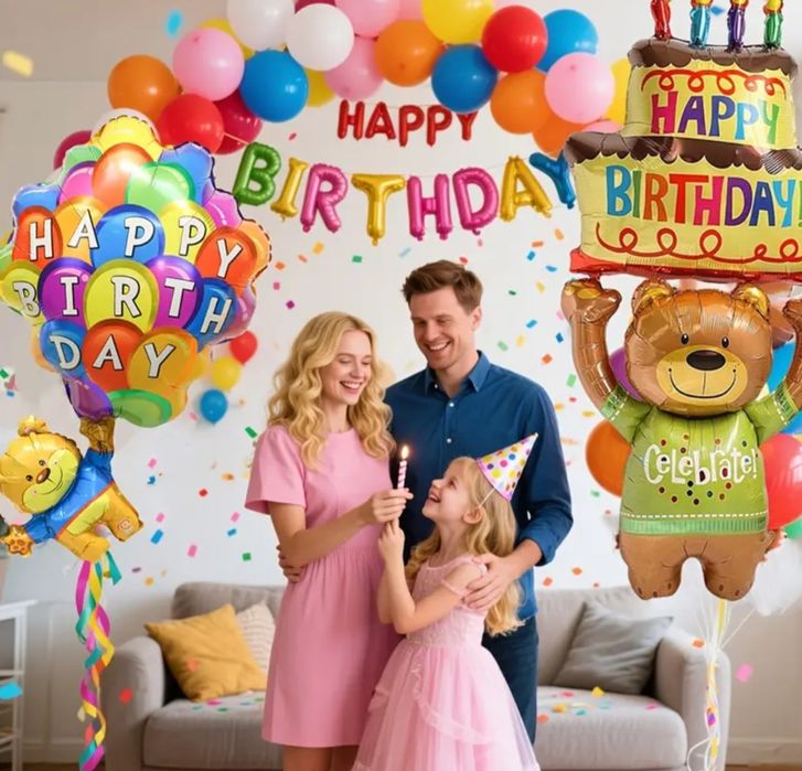 Фольгированный шарик мишка  Happy birthday