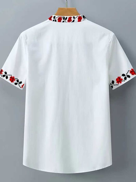 Мъжка Риза с Къс Ръкав и Бродерия Размер М (НОВА)