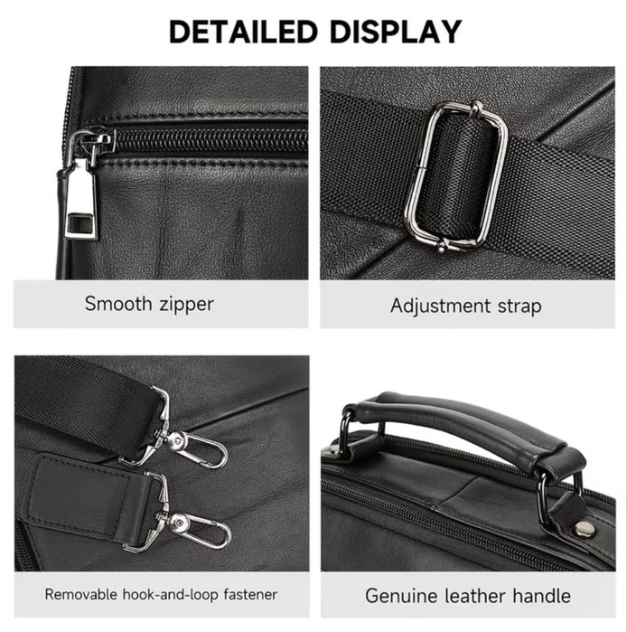 Мъжка делова и обемна кожена чанта Montreal/Черна естест.кожа-Промоция