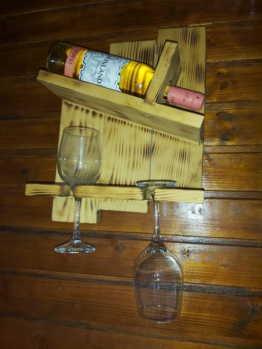 Suport sticla de vin cu 2 pahare !