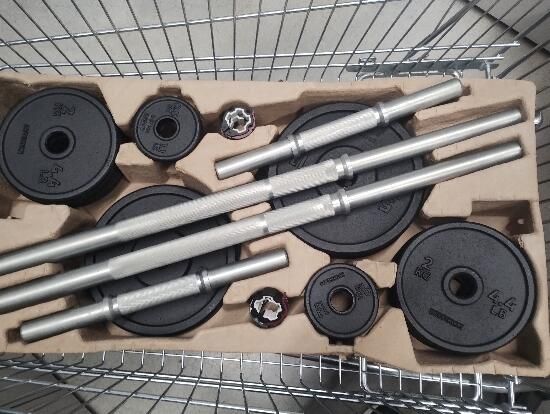 Set gantere și bară bodybuilding 50 kg cu - produs resigilat Decathlon