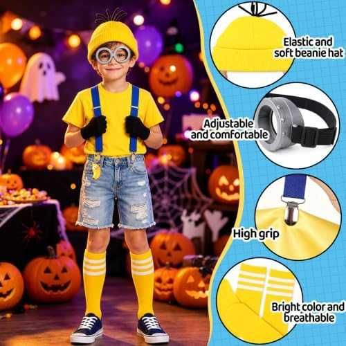 Нов Детски костюм Миньон Minion 6 части с очила шапка ръкавици и аксесоари за Хелоуин карнавал
