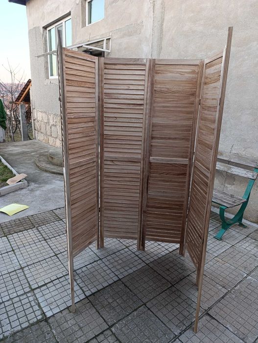 Интериорен Параван регулируем от 2 до 10 Крила, Дървен