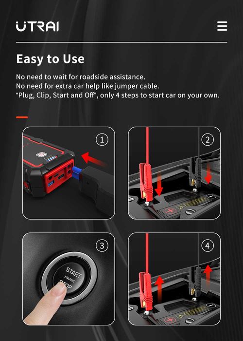 Aвариен стартер за акумулатор за автомобили JumpStarter 2000А 22000mAh