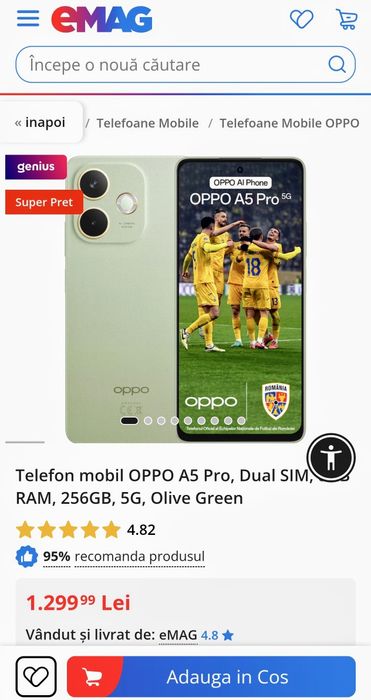 OPPO A5 Pro 5G Olive Green 8/256 GB sigilat !