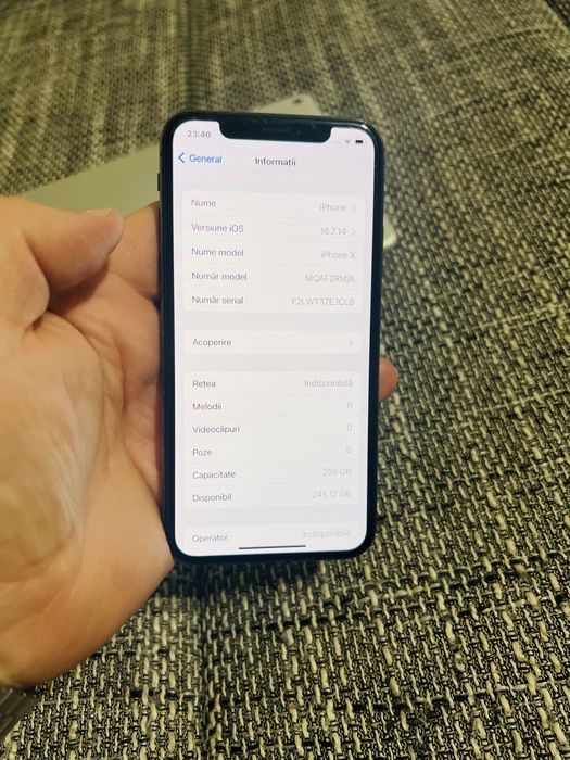 Iphone x gray 256 gb baterie 94% liber de icloud