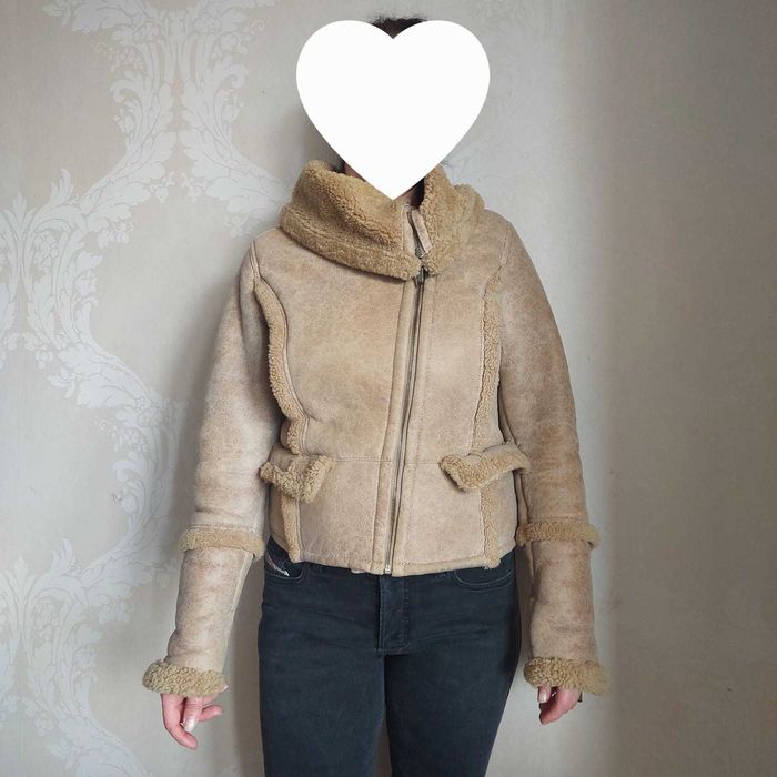 Cojoc scurt/Geaca dama -100% piele si blana naturala -marimea S/M