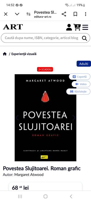 Carte "Povestea slujitoarei" de Margaret Artwood..