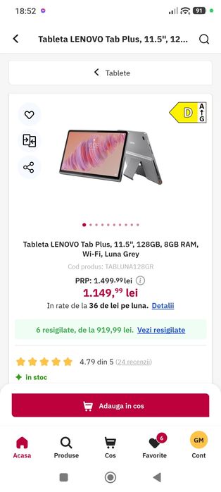 Vând tabletă Lenovo yoga plus 11.5 128gb cu 8gb ram și noua!