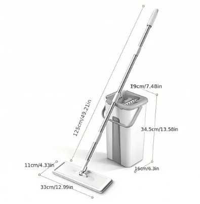 Плосък моп за двукамерна кофа и микрофибърни кърпи за почистване