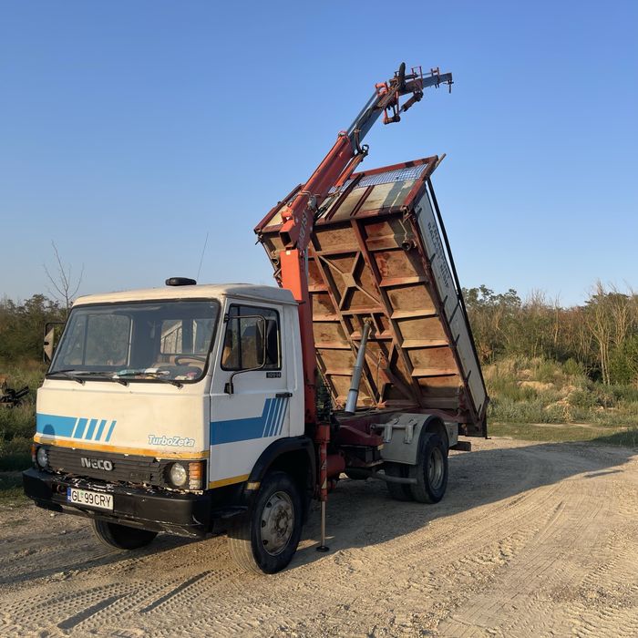 Vand iveco zeta, 7,5 tone, basculabil, macara