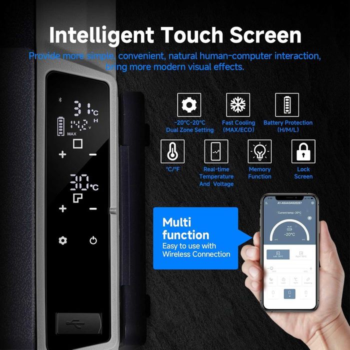 AAOBOSI 60L компресорен авто хладилник/фризер с APP контрол