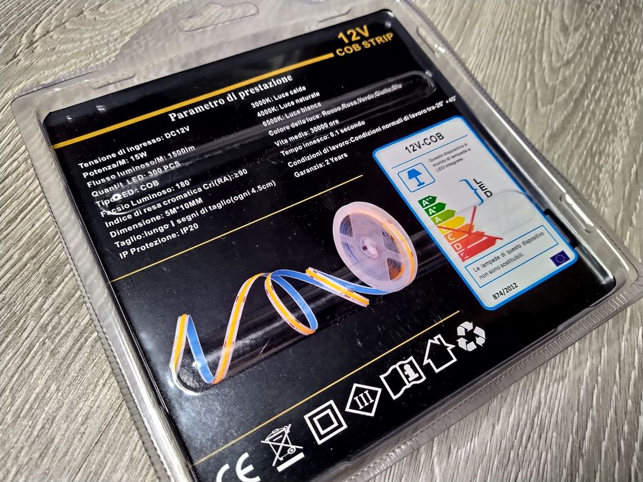 Banda Led 12V COB Strip 1400LM/M, 14W/M 5M, Alb Rece, SUPER LUMINOASA!