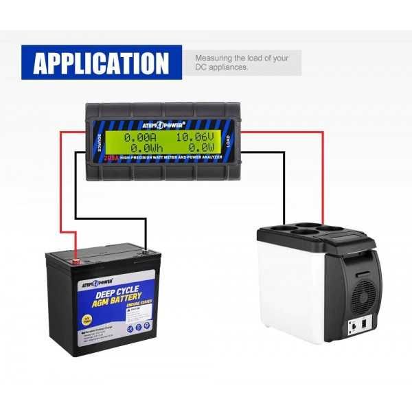Цифровой вольт-ваттметр ATEMPOWER 200 AMP 12 В