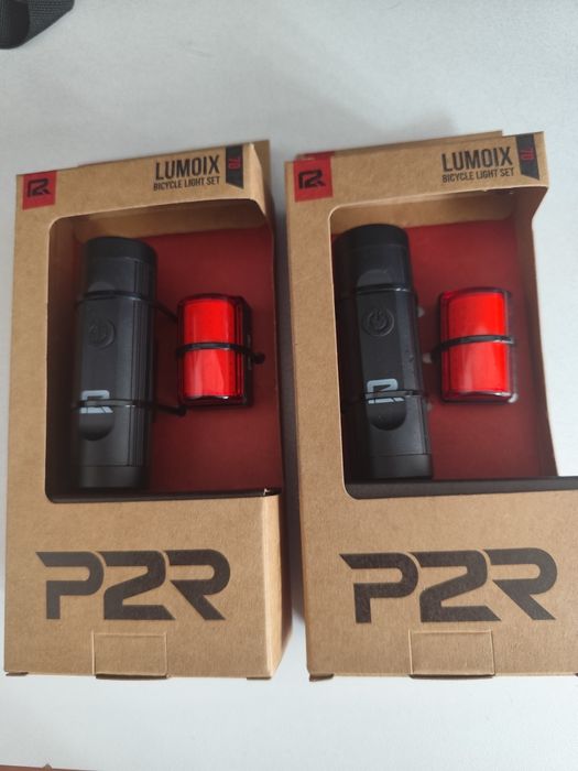 Set lumini bicicleta fata-spate P2R LUMOIX 70 (USB), Negru