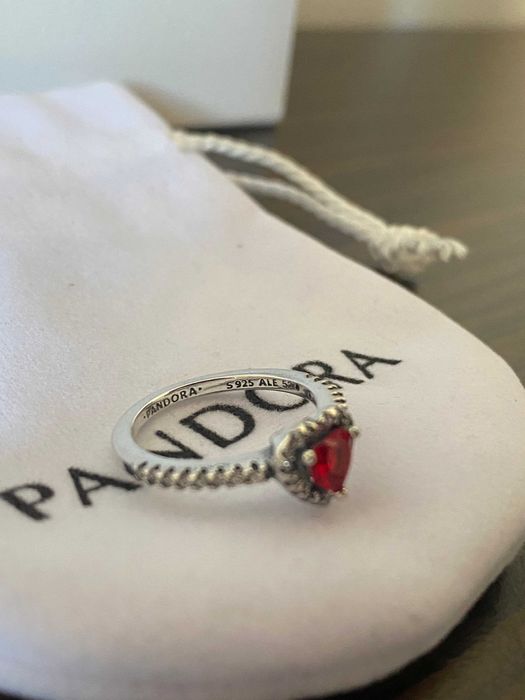 Inel Pandora Argint S925 Inima Rosie